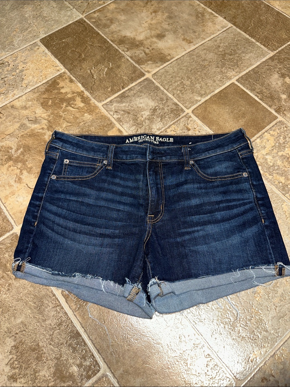 American Eagle Outfitters Dark Blue Stretch Denim Shorts